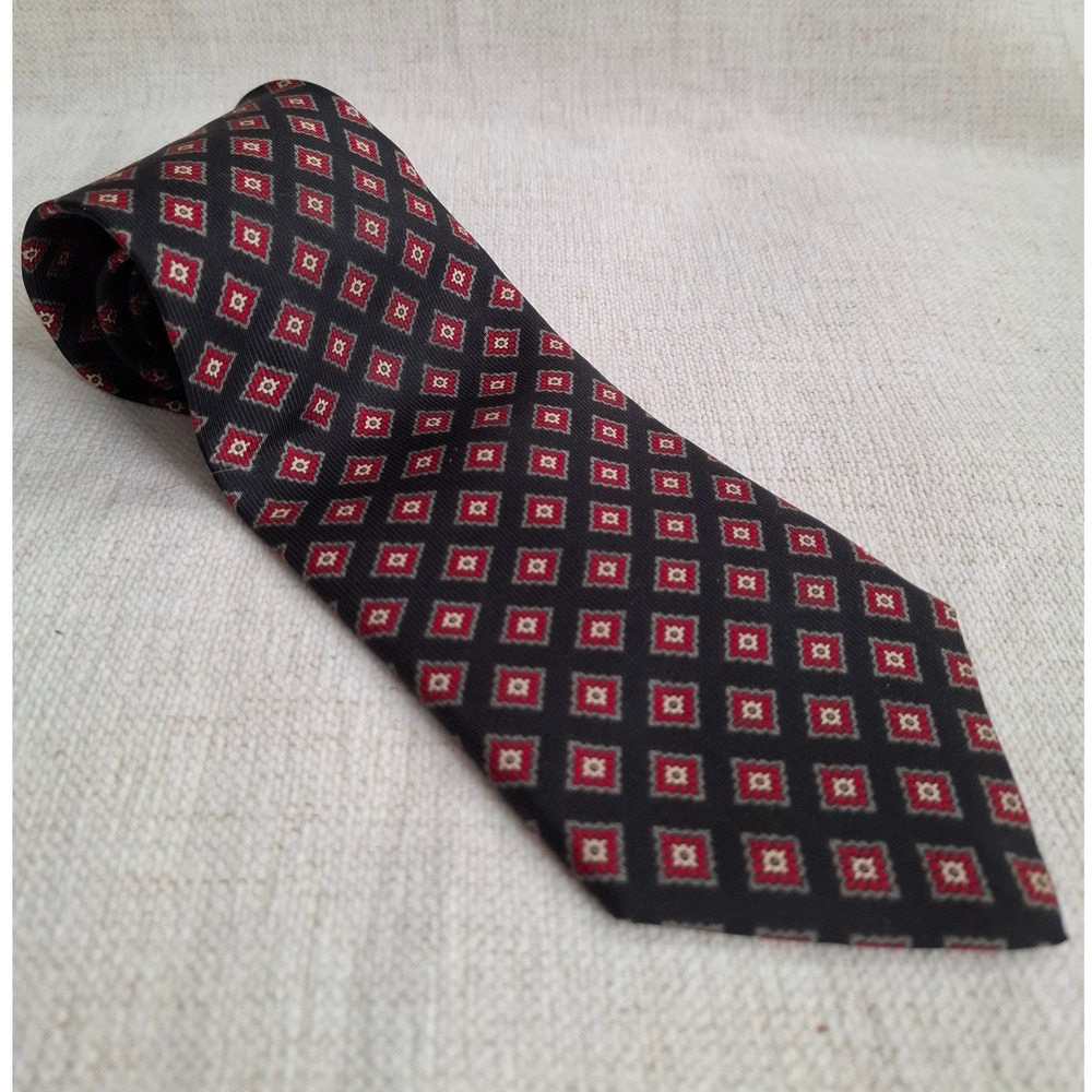 Robert Talbott Geometric Silk Tie Handsewn Made in US Dark Academia Prep 63x3.75